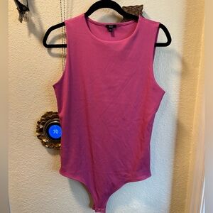 Express Hot Pink Ribbed Sleeveless Bodysuit